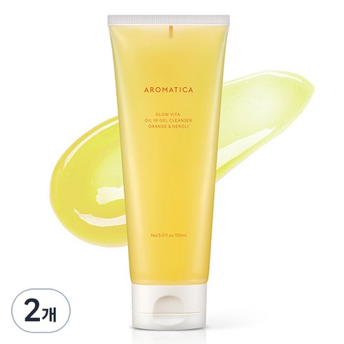 아로마티카 글로우 비타 오일 인 젤 클렌저 오렌지 앤 네롤리, 2개, 150ml