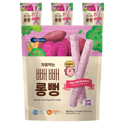 베베쿡 처음먹는 빼빼롱뻥, 사과, 30g, 3개