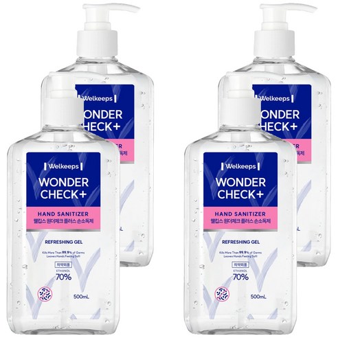 웰킵스 원더체크 플러스 손소독제 세정제, 500ml, 4개