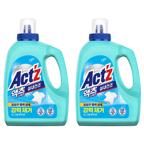 액츠 퍼펙트 실내건조 드럼용 액상세제 본품, 3L, 2개
