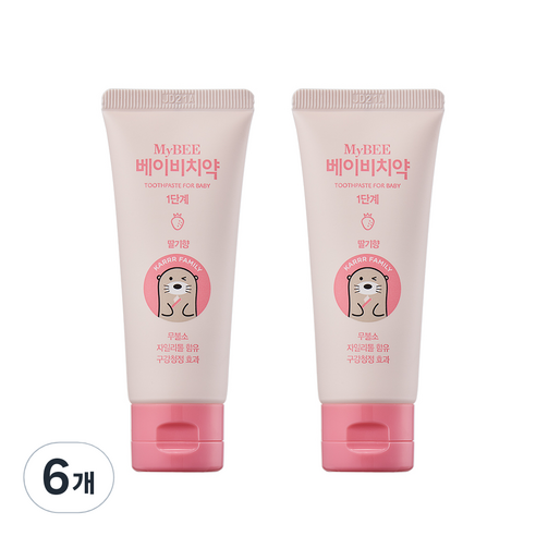 마이비 베이비치약 1단계 딸기향, 50g, 6개