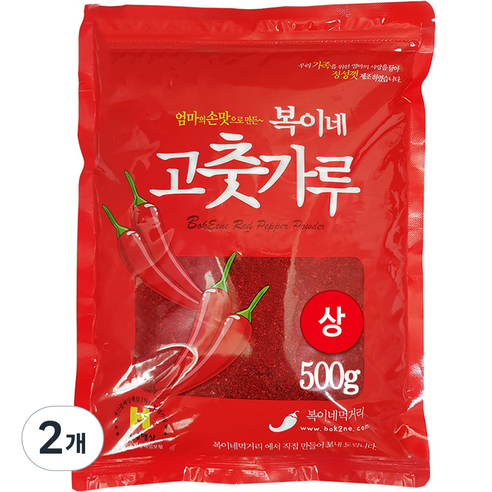 복이네먹거리 중국산고춧가루 상 보통맛 찜용, 2개, 500g