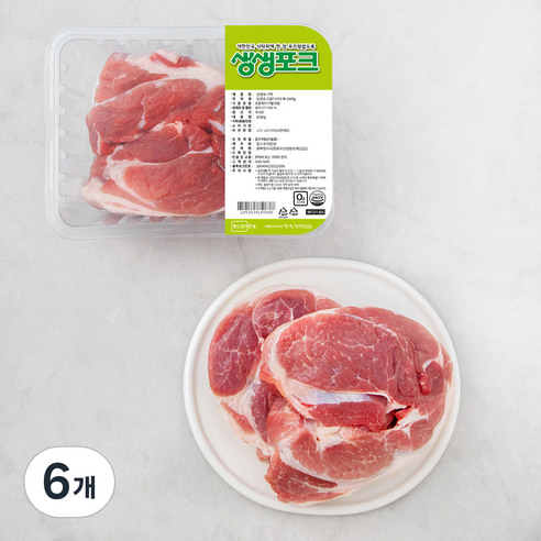 생생포크 한돈 앞다리살 수육용 (냉장), 1000g, 6개