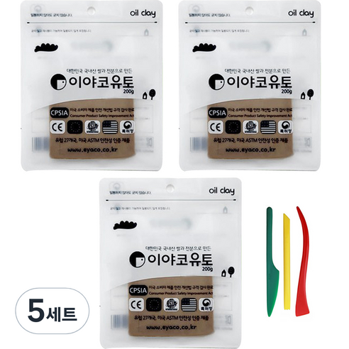 이야코 소프트 유토 200g x 3p + 주걱칼 3종 세트, 5세트, 혼합색상
