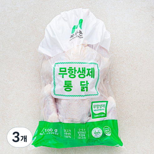 목우촌 무항생제 인증 통닭 (냉장), 1.1kg, 3개