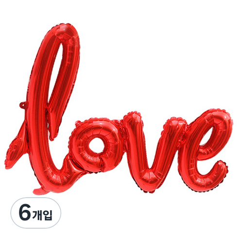 와우파티코리아 이니셜 러브 풍선, 레드, 6개입