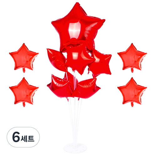 파티쇼 풍선꽂이장식세트 70cm, 별레드, 6세트