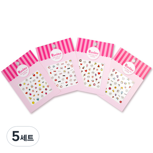 뿌띠슈 쁘띠네일 아트 스티커 4종 세트, 혼합 색상, 5세트