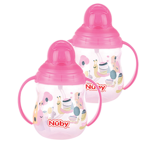 누비 클릭잇 귀여운 추 빨대컵 270ml, 핑크, 2개