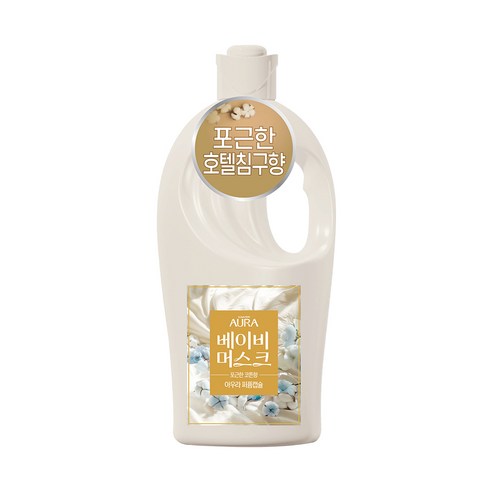 아우라 초고농축 퍼퓸캡슐 섬유유연제 베이비머스크 포근한코튼 본품, 1L, 2개