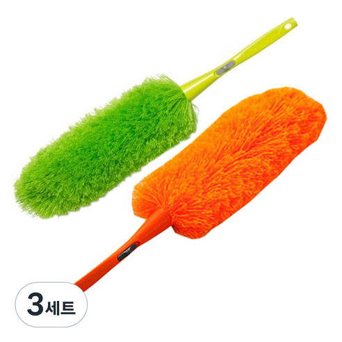 리버그린 초극세사 흡착 먼지 털이개 오렌지 + 그린, 3세트