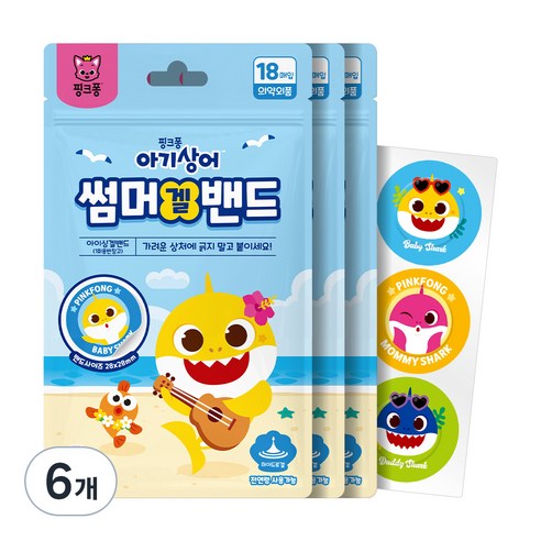아텍스 핑크퐁 아기상어 썸머겔밴드, 18개입, 6개