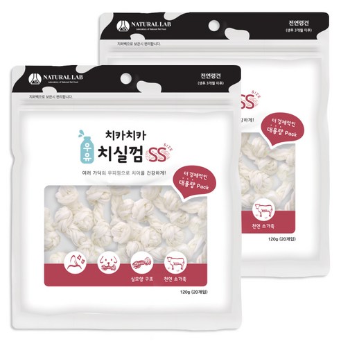 굿데이 치카치카 우유 강아지 치실껌 SS 120g, 우유맛, 2개