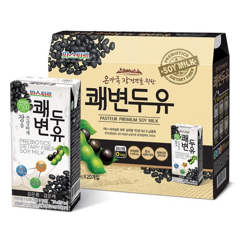 파스퇴르 쾌변두유 검은콩 검은깨, 190ml, 20개