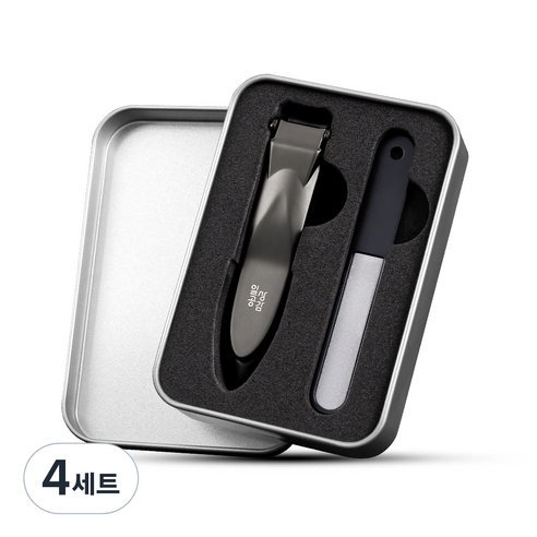 일상공감 모아바바 손톱깎이 + 파일 + 틴케이스 세트, 블랙, 4세트
