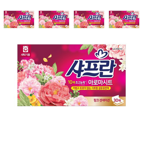 샤프란 아로마시트 시트형 섬유유연제 핑크 센세이션, 30개입, 5개