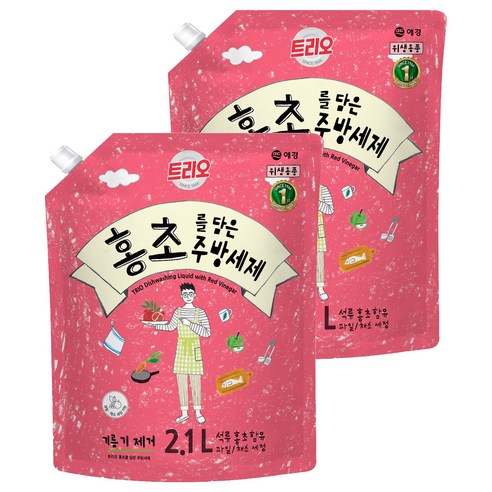 트리오 홍초를 담은 주방세제, 2.1L, 2개