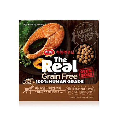 하림펫푸드 어덜트 더리얼 그레인프리 오븐베이크드 강아지사료, 연어, 1kg, 1개