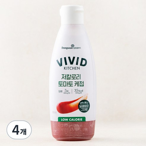 비비드키친 저칼로리 토마토 케첩, 4개, 280g