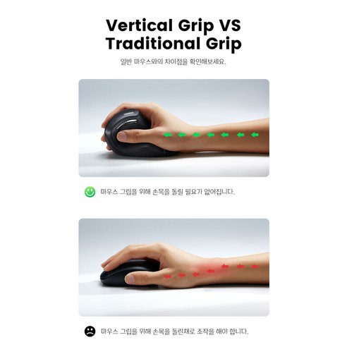 손목 건강을 지키는 혁신, 유그린 버티컬 마우스 MU008