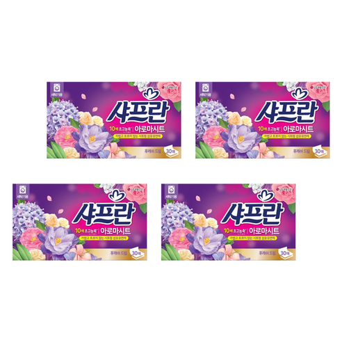 샤프란 아로마시트 시트 섬유유연제 후레쉬 드림 본품, 30매, 4개