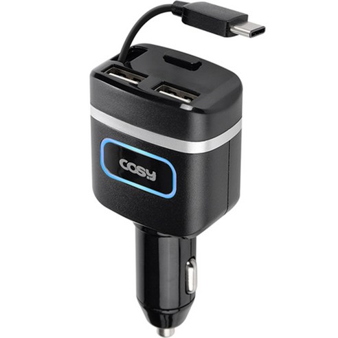   Kosh QC3.0 USB 2-port automatic winding quick charger type C, CGR3247AT, black