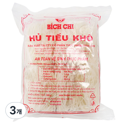 비치치 후티오코 2mm 쌀국수면, 3개, 500g