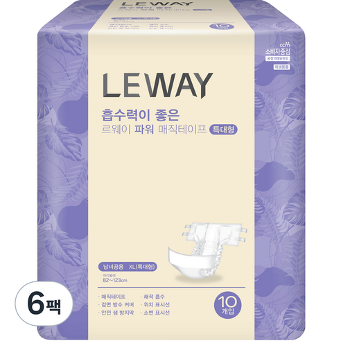 르웨이 남녀공용 파워 매직 테이프, 특대형, 10개입, 6개