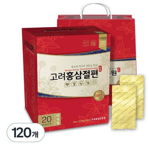 고려홍삼진흥원 고려홍삼절편 타워형 + 쇼핑백, 20g, 120개