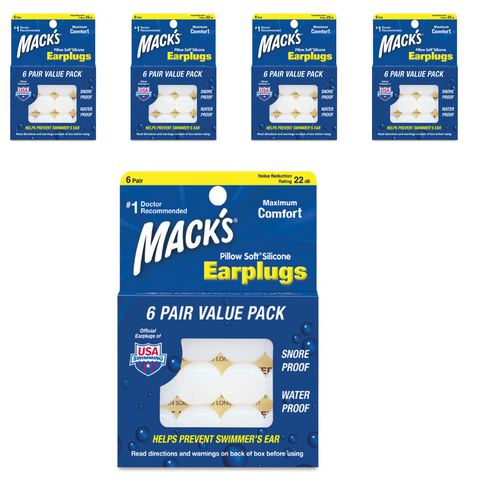 Macks 필로우소프트 수면 귀마개 흰색, 5개, 6쌍