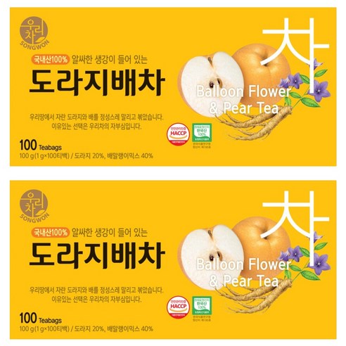 우리차 도라지배차, 1g, 100개입, 2개