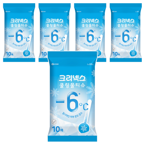 크리넥스 쿨링 물티슈 휴대형, 10매, 5개