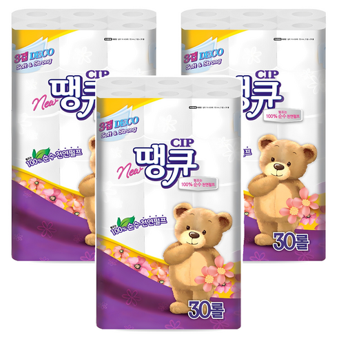 땡큐 3겹 천연펄프 화장지 14m, 30개입, 3개