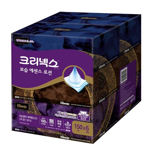 크리넥스 보습에센스 로션 천연펄프 미용티슈 3겹, 6개입, 1팩