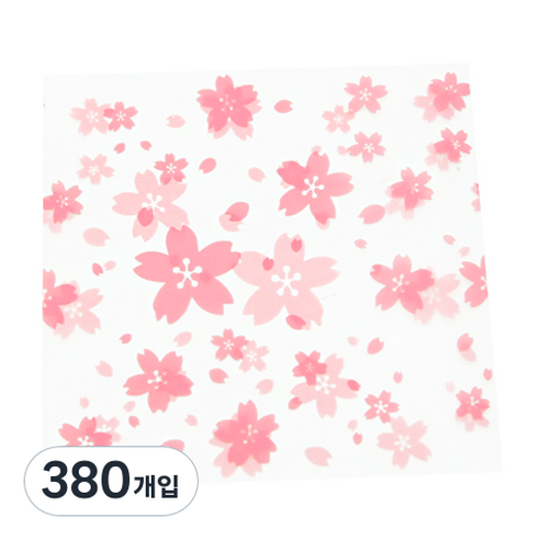 도나앤데코 벚꽃쿠키봉투 접착opp 포장비닐 10 x 10, 혼합 색상, 380개입