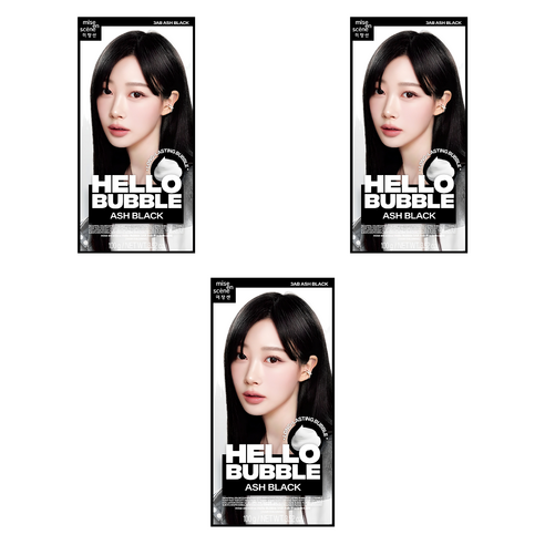 미쟝센 헬로 버블 염색제, 애쉬블랙, 3개