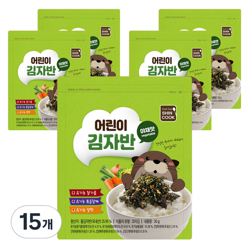 신쿡 어린이 김자반 야채맛, 30g, 15개