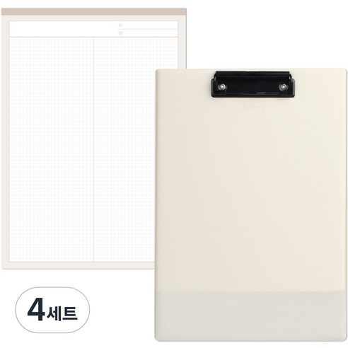 데얼스 슬리브 클립보드 A4 + 노트패드 A4, 바닐라, 4세트