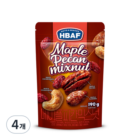 HBAF 메이플 피칸 믹스넛, 190g, 4개