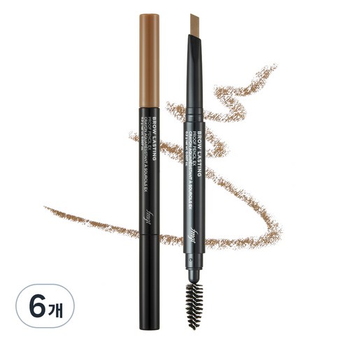 더페이스샵 브로우래스팅 프루프 아이브로우 펜슬 EX 0.2g, 01 라이트브라운, 6개