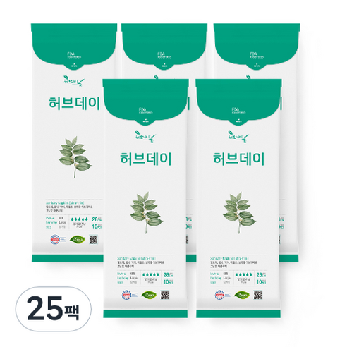 허브데이 대형 생리대 날개형, 10개입, 25팩