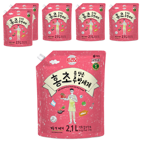트리오 홍초를 담은 주방세제, 2.1L, 6개