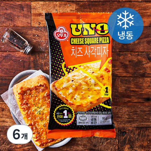 오뚜기 UNO 치즈 사각피자 (냉동), 91g, 1개입, 6개
