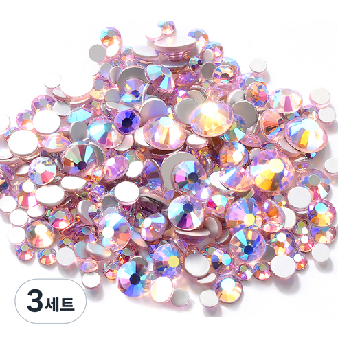 메이브라운 셀프네일 고급 컬러 사이즈혼합 평 네일스톤, M03100(핑크), 3세트