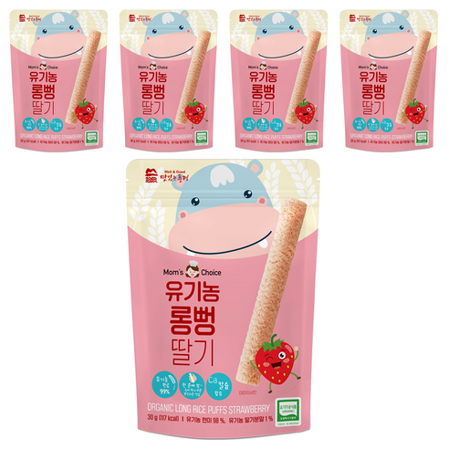 맛있는풍경 유기농 롱뻥, 딸기맛, 30g, 5개