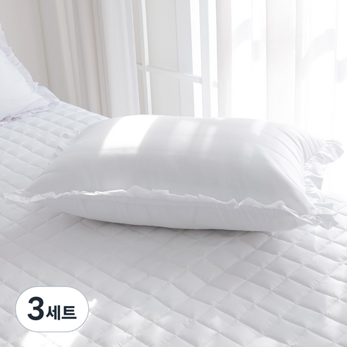 스코홈 국내 제조 순면 코튼소울 누빔 베개커버 + 솜 세트, 화이트, 3세트