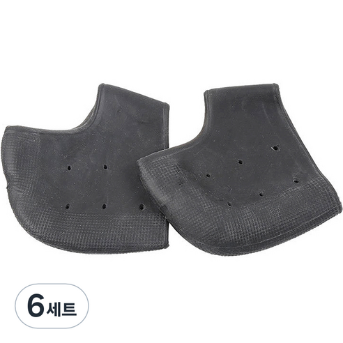 재니홈 뒷꿈치 각질 보습 케어 실리콘 양말 블랙 2p, 6세트, 2개입