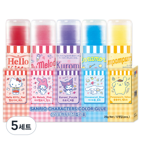 산리오 컬러풀 25g x 5종 세트, 5세트, 25g 5개입