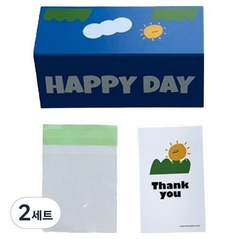 마커스스토어 알록달록 해피데이 헤더택 30p + 포장 소 30p + 카드 30p 세트, 블루, 2세트
