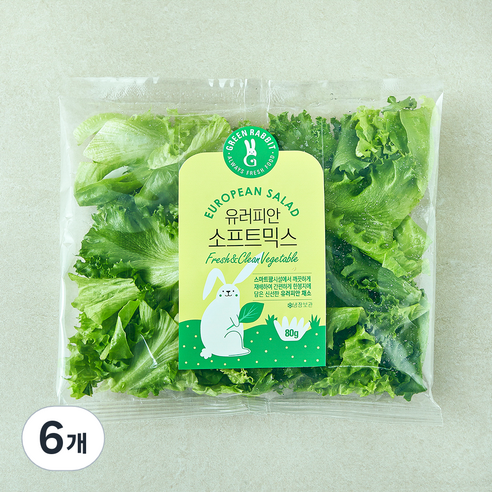 그린래빗 유러피안 소프트믹스 샐러드, 80g, 6개